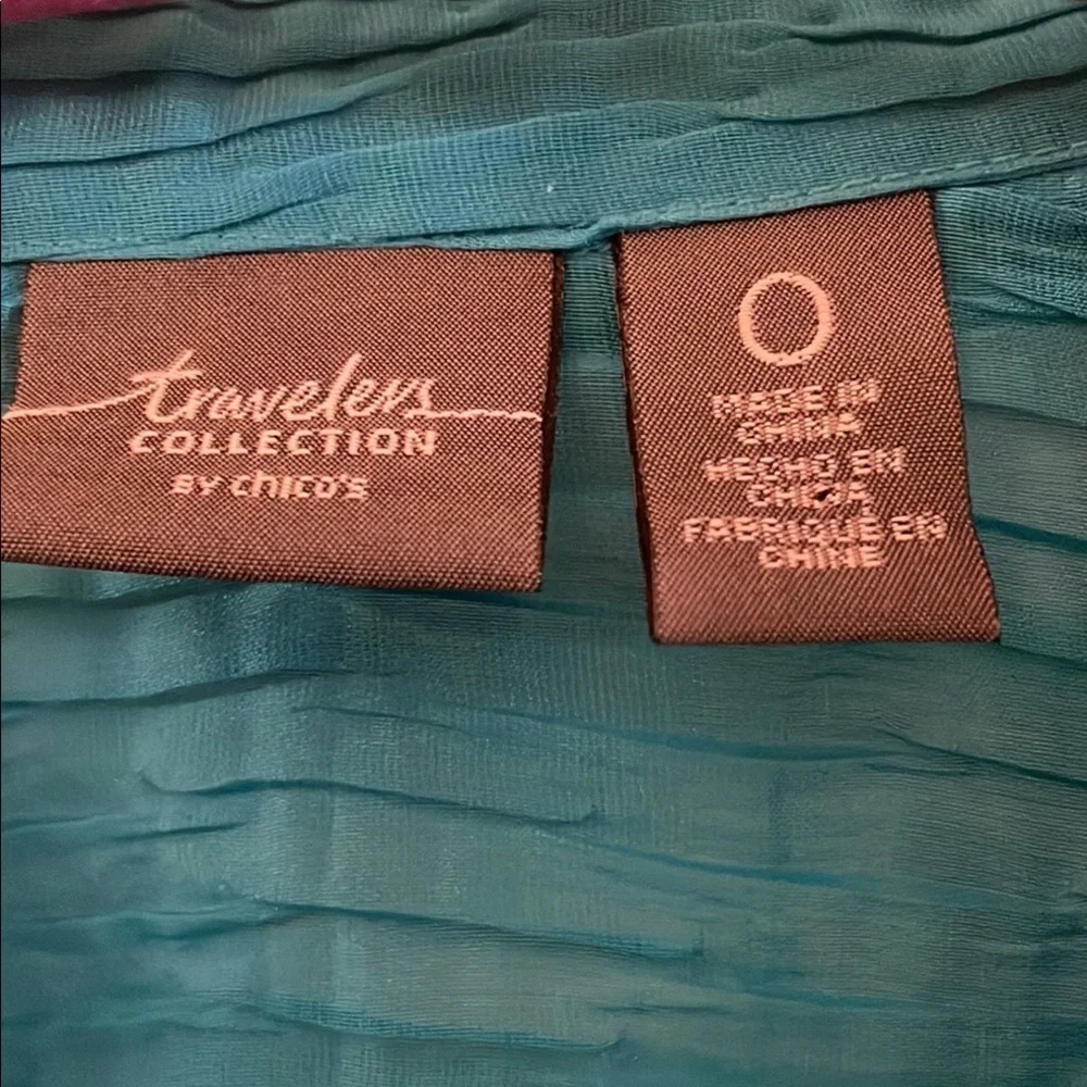 Chico's Vibrant Turquoise Pleated Open Slit Lightweight Jacket